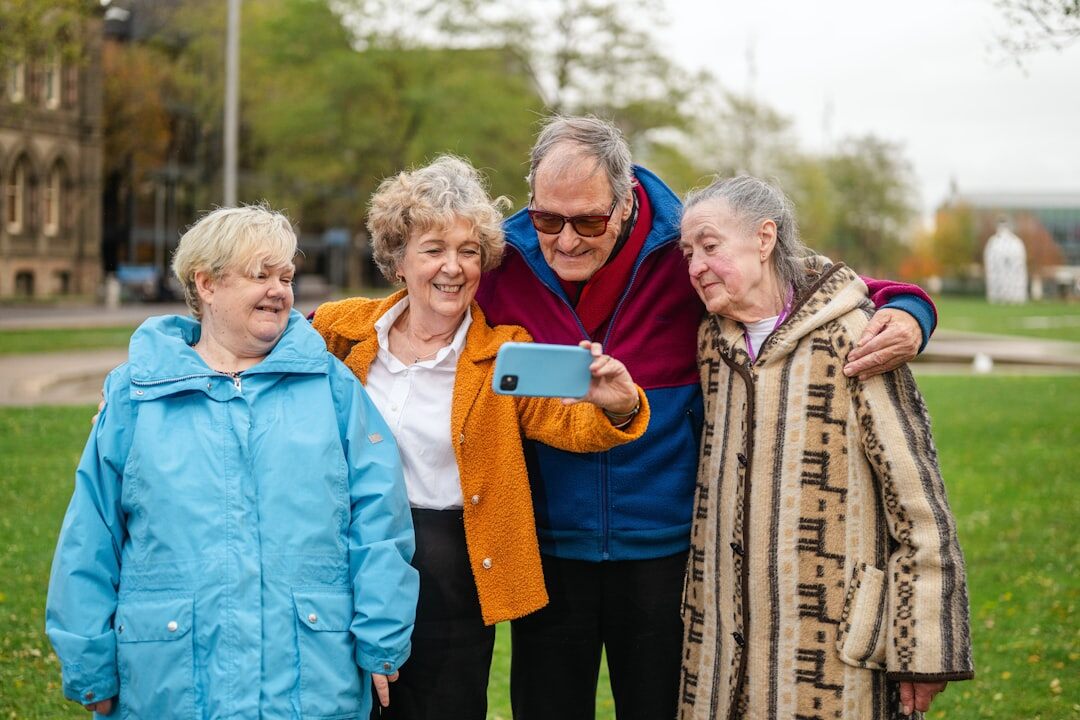 seniors sharing old photos